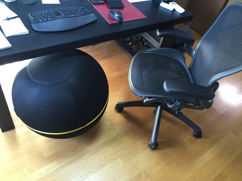 バランスボールをオフィスで仕事椅子にする。Technogym「ウェルネス 