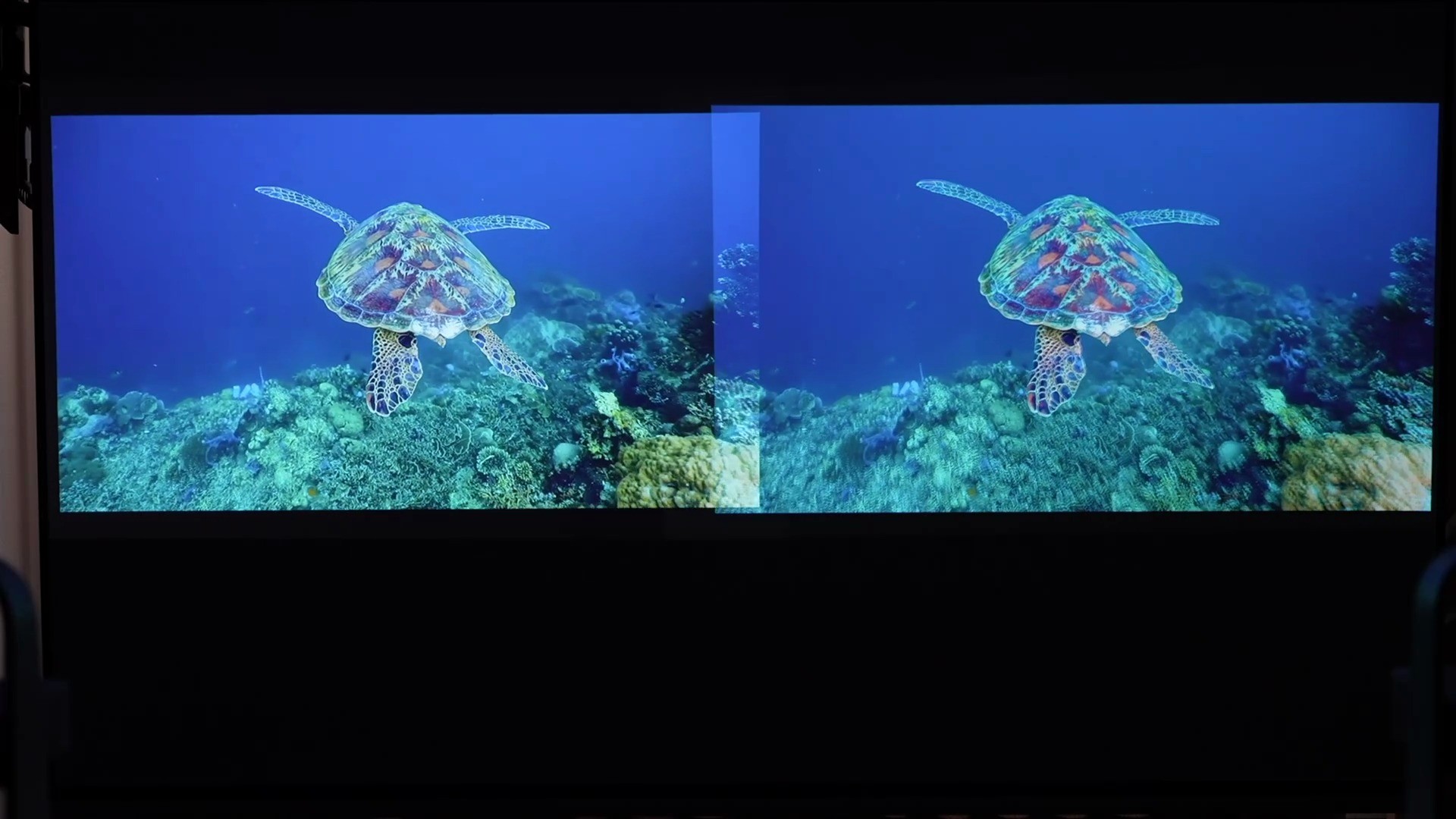 PlusとLaserで同じ映像を投影した比較