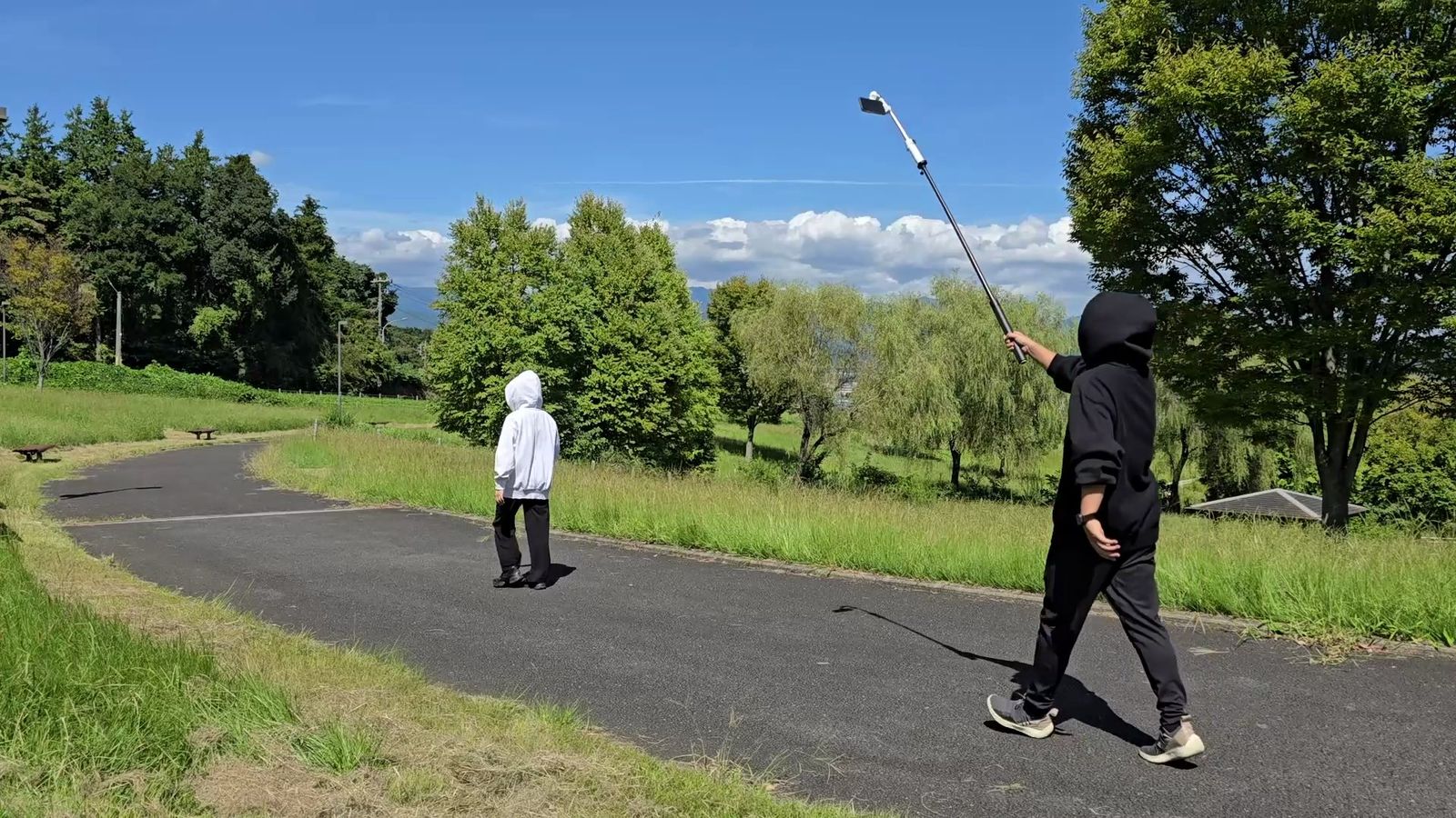 一脚と組み合わせた超ロング自撮り棒