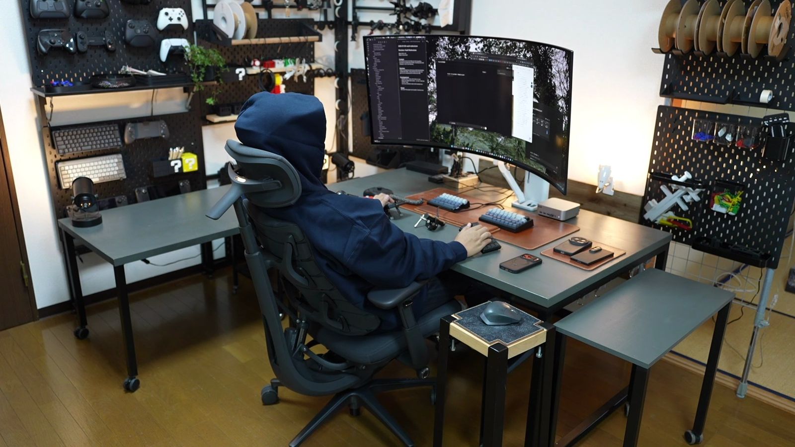 一番起こした浅い後傾で上体を起こして作業する姿勢