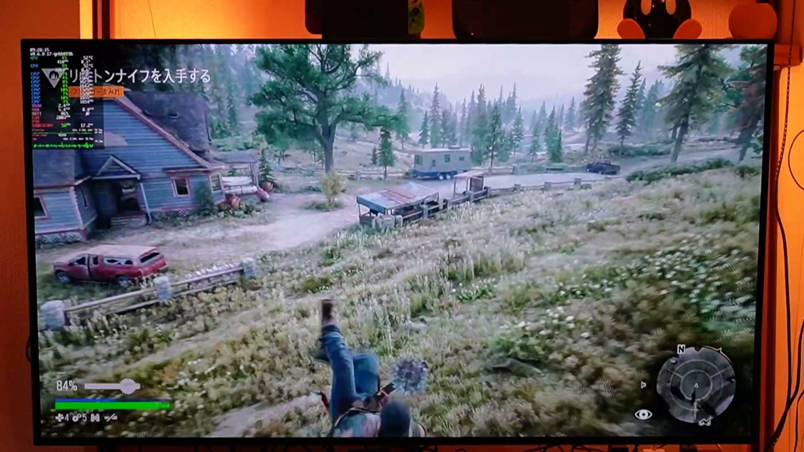 テレビに映したゲームのプレイ画面