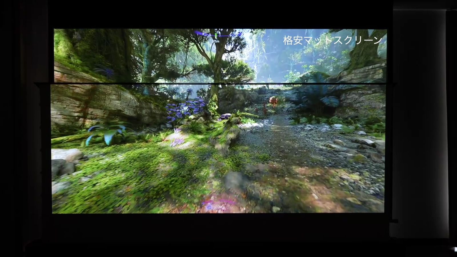 森のゲーム映像の比較画像。上が格安マットスクリーン、下がAWOL VISIONのマットスクリーン