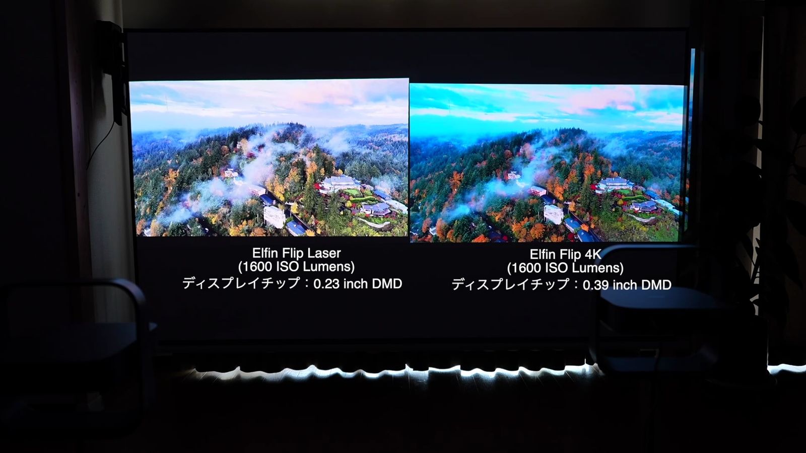 DMDチップが違うElfin Flip LaserとElfin Flip 4Kの比較
