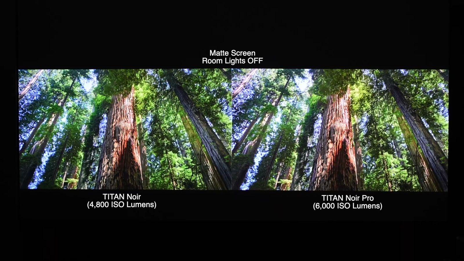 左：TITAN Noir（4,800 ISOルーメン）／右：TITAN Noir Pro（6,000 ISOルーメン）｜マットスクリーン・照明オフ