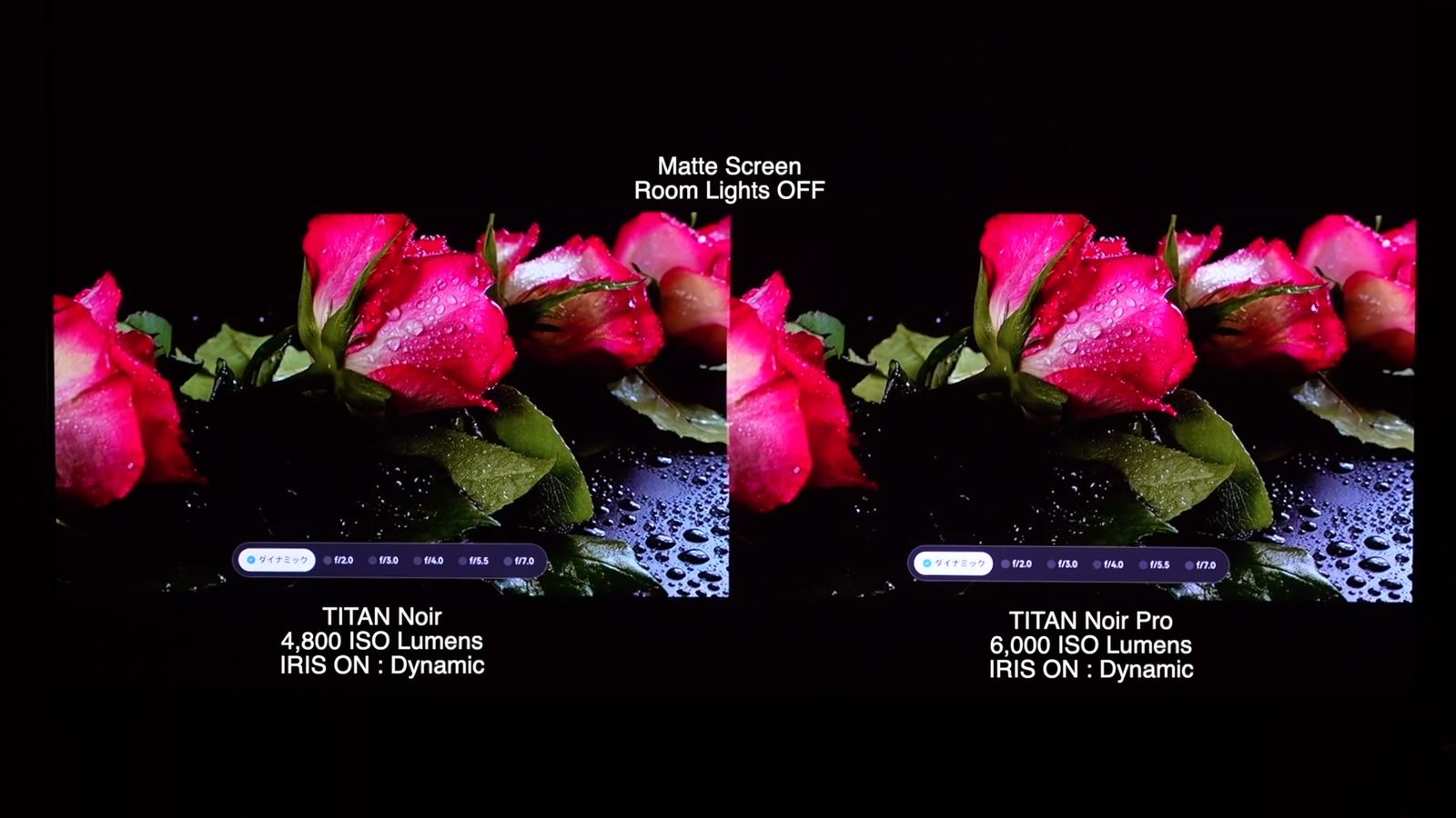 左：TITAN Noir／右：TITAN Noir Pro｜アイリスオン（ダイナミック）・マットスクリーン・照明オフ