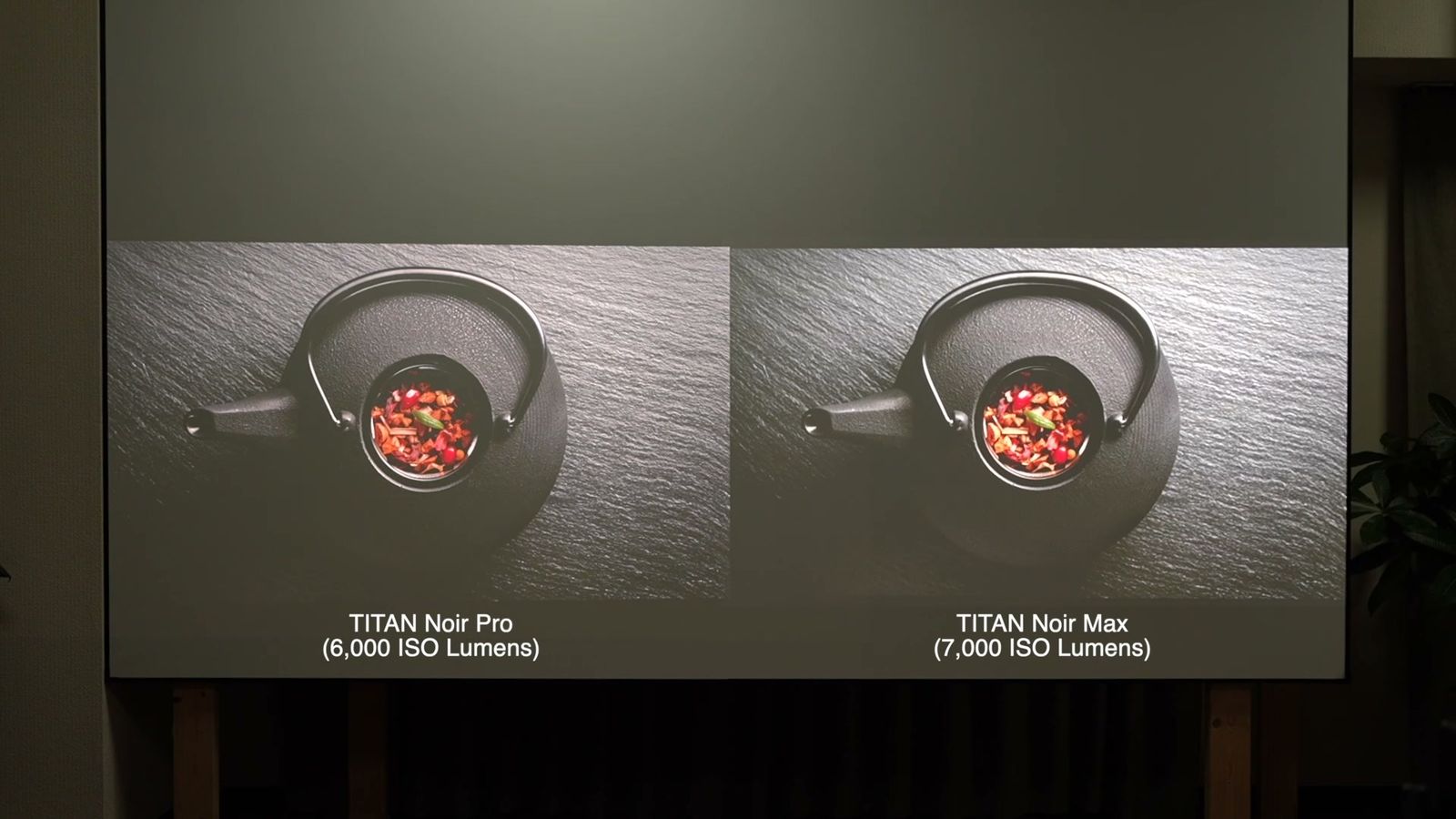 左：TITAN Noir Pro（6,000 ISOルーメン）／右：TITAN Noir Max（7,000 ISOルーメン）｜マットスクリーン