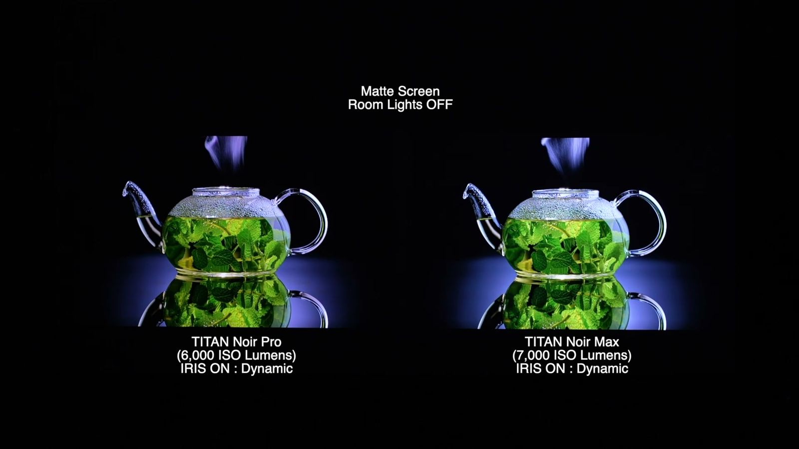 左：TITAN Noir Pro／右：TITAN Noir Max｜アイリスオン（ダイナミック）・マットスクリーン・照明オフ