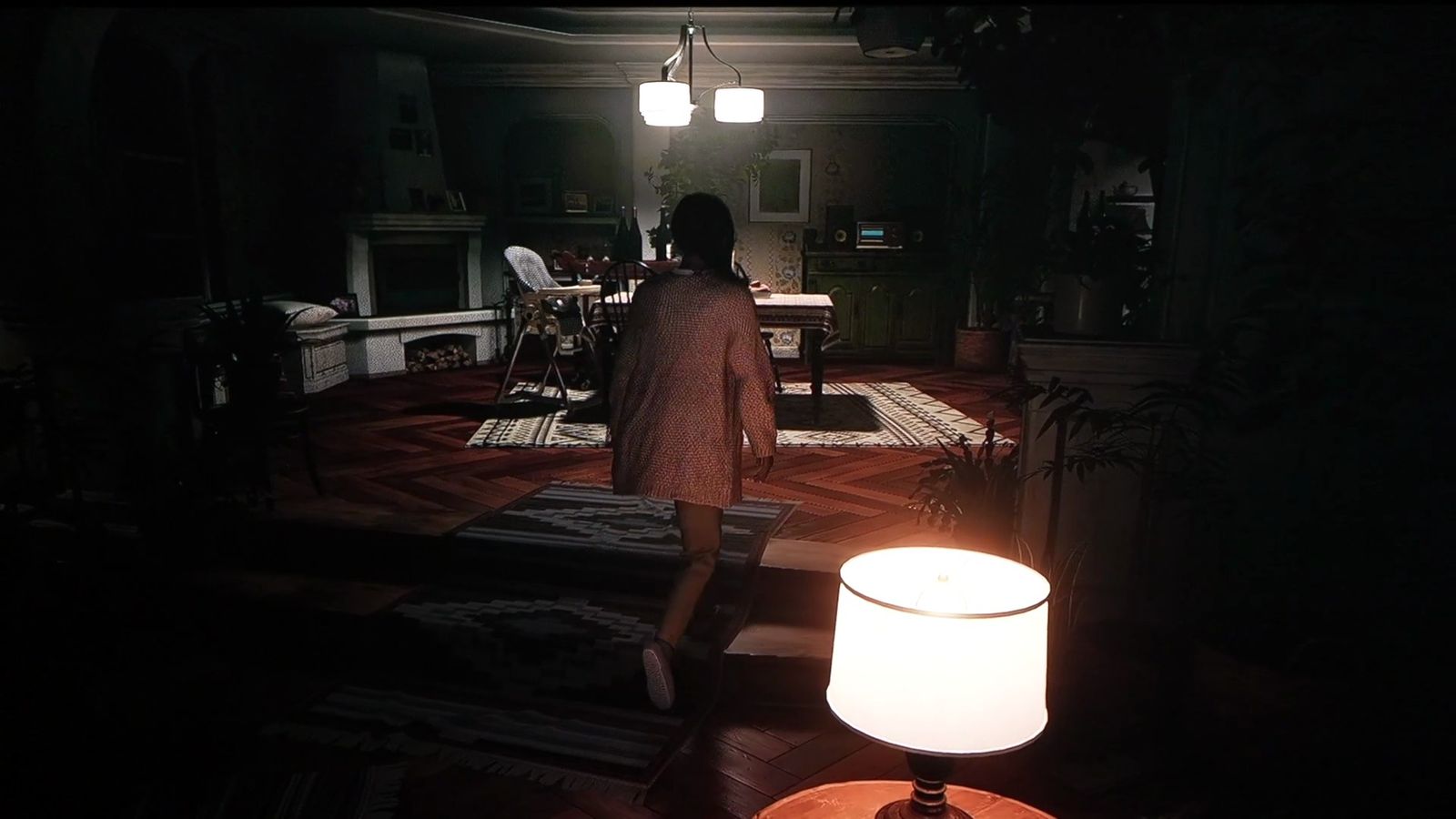 暗い部屋のシーンが続くゲーム画面
