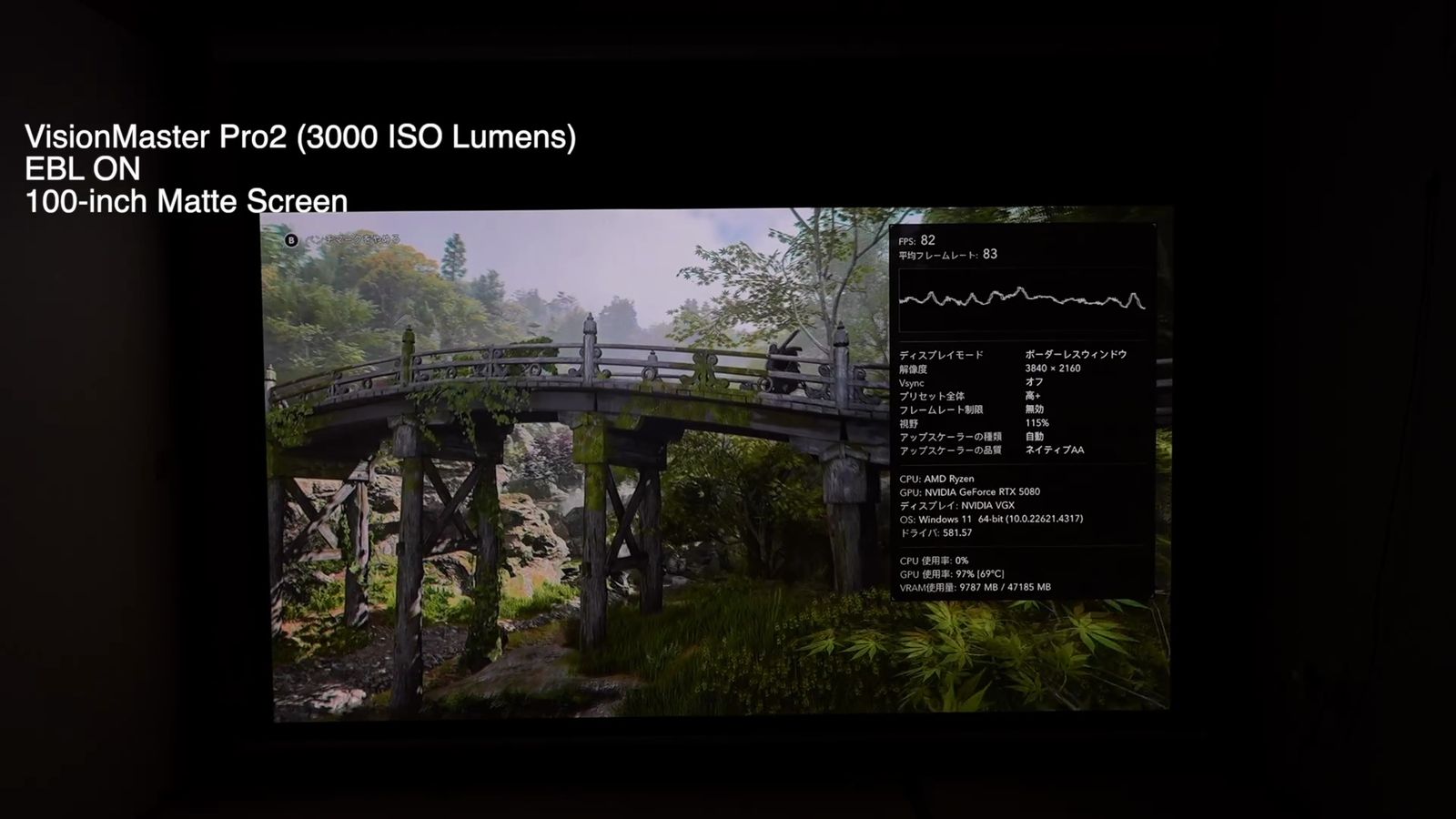 マットスクリーンに投影したVisionMaster Pro2のゲーム画面